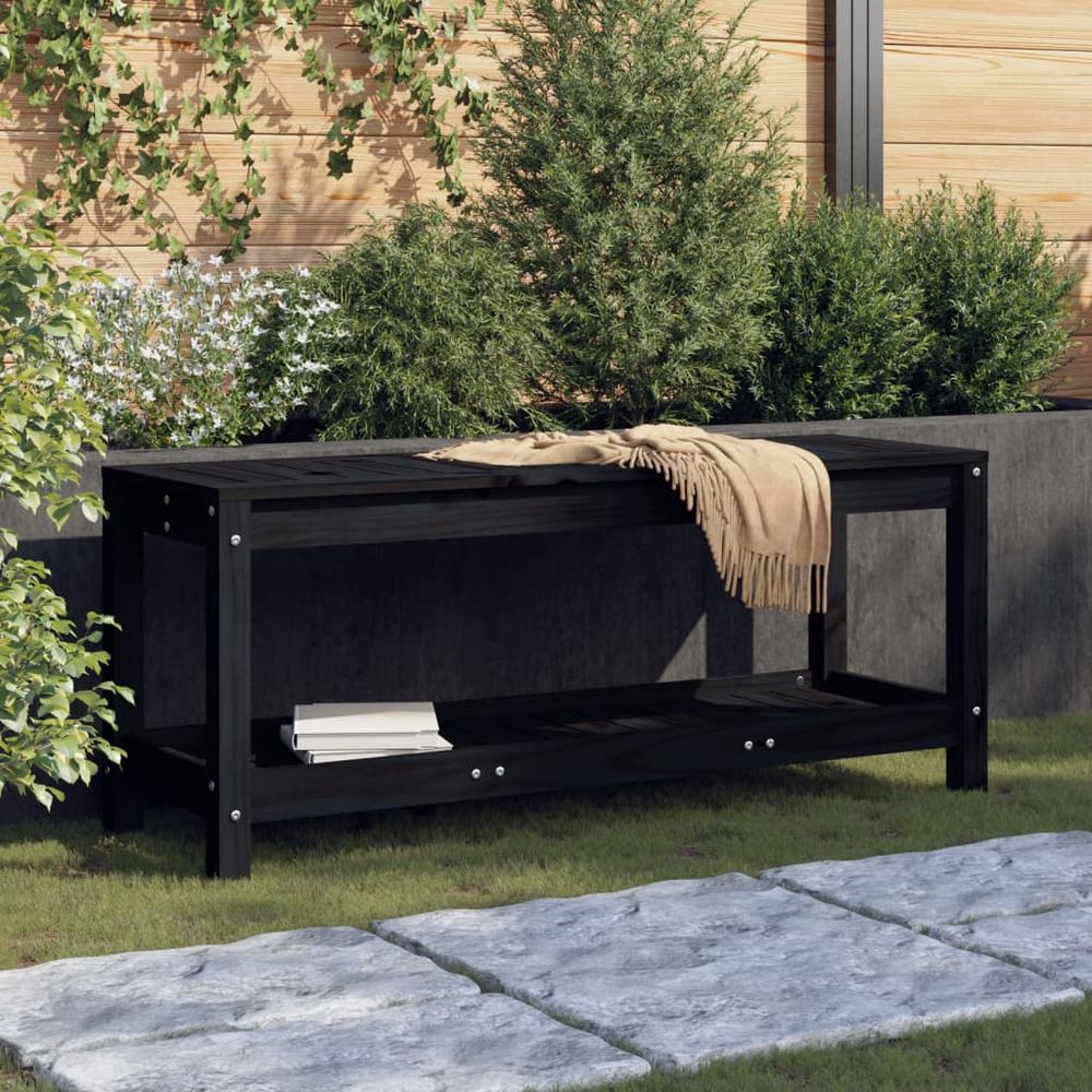 vidaXL Garden Table Black 108x35x45 cm Solid Wood Pine - anydaydirect