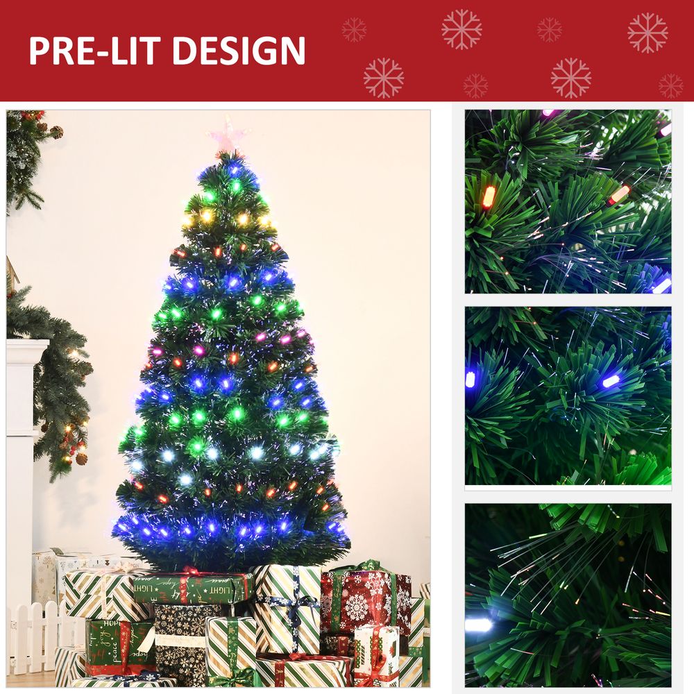 5FT Pre-Lit Artificial Christmas Tree Lights Star Topper Metal Base - anydaydirect