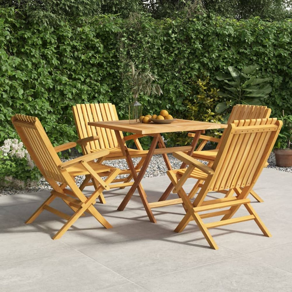 5 Piece Garden Dining Set Solid Wood Teak - anydaydirect