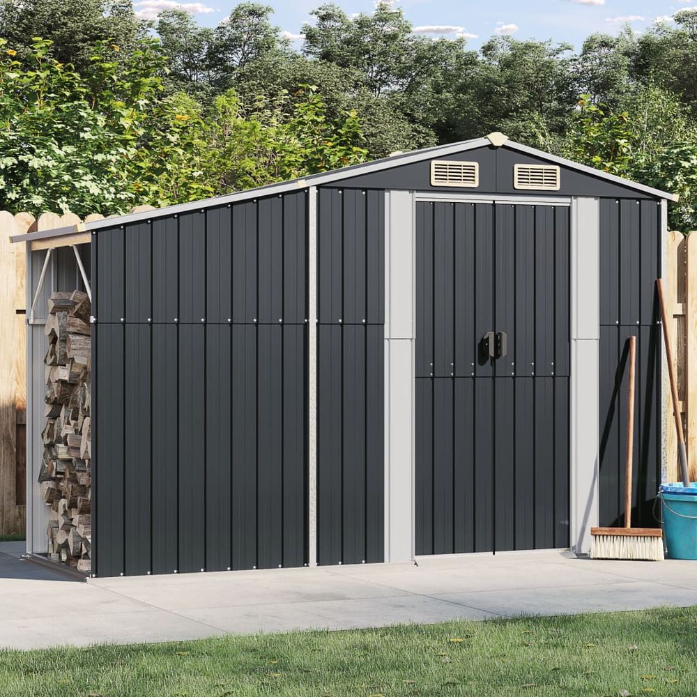 vidaXL Garden Shed Anthracite 277x93x179 cm Galvanised Steel - anydaydirect