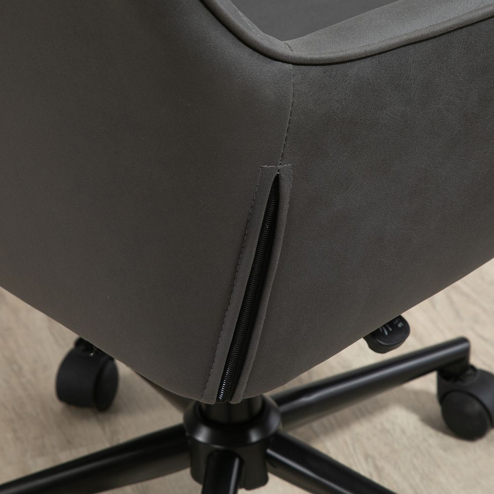 Argyle Office Chair Leather-Feel Fabric Home Study Leisure  Wheels Vinsetto - anydaydirect