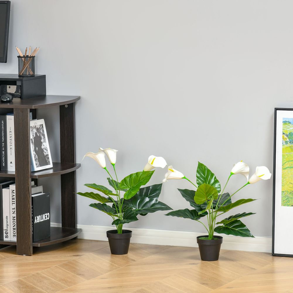 Set of 2 Artificial Realistic Calla Lily Flower, Decorative Plant, 55cm HOMCOM - anydaydirect
