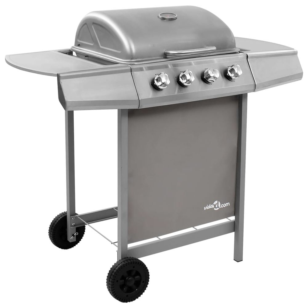 Gas BBQ Grill with 4 Burners Silver - anydaydirect