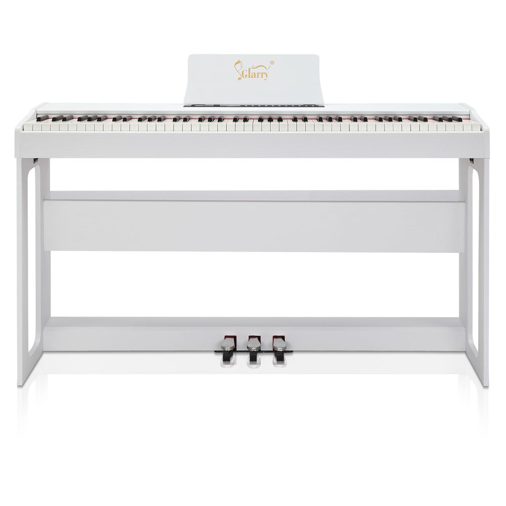Glarry GDP-104 88 Keys Full Weighted Keyboards Digital Piano with Furniture Stand, Power Adapter, Triple Pedals, Headphone, for All Experience Levels White - anydaydirect