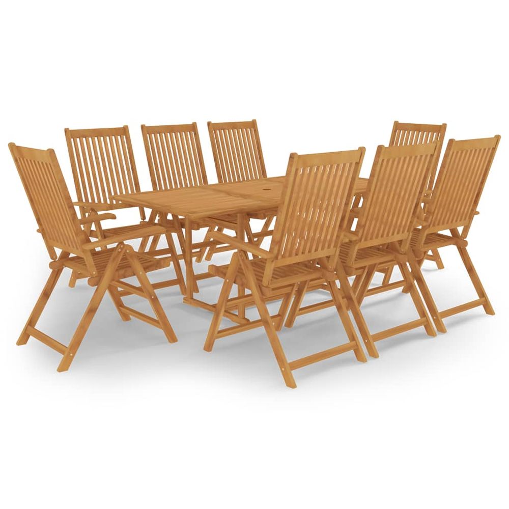 9 Piece Garden Dining Set Solid Teak Wood - anydaydirect