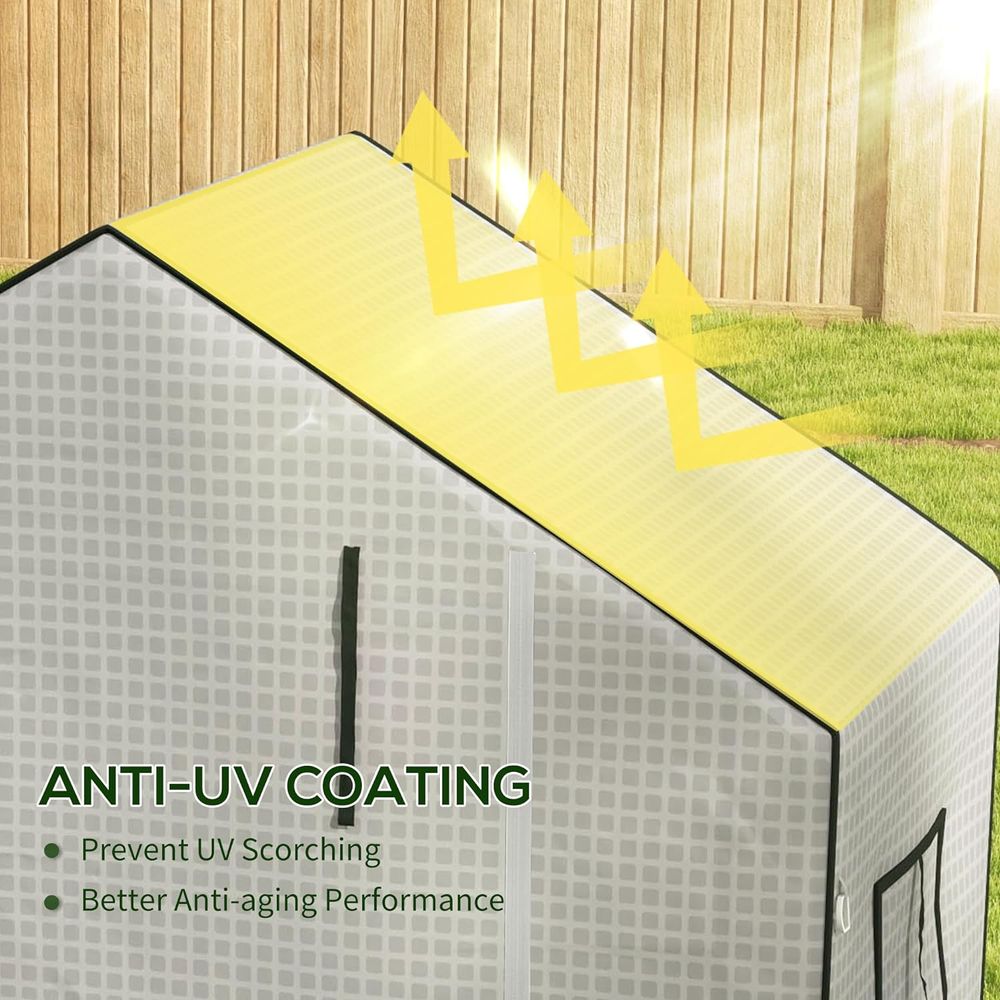 Outsunny PE Greenhouse Cover Replacement with Door and Mesh Windows, White - anydaydirect