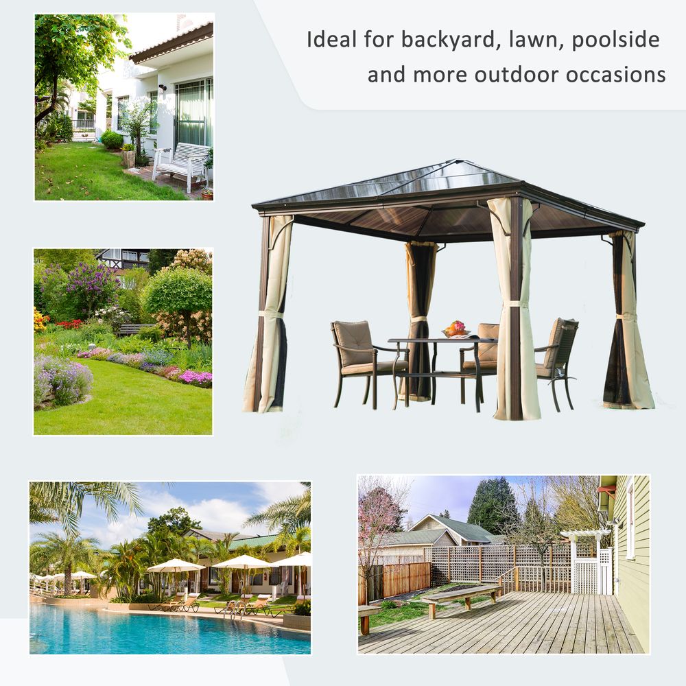 Gazebo with Netting and Curtains Patio Aluminium Canopy Mosquito Net - anydaydirect