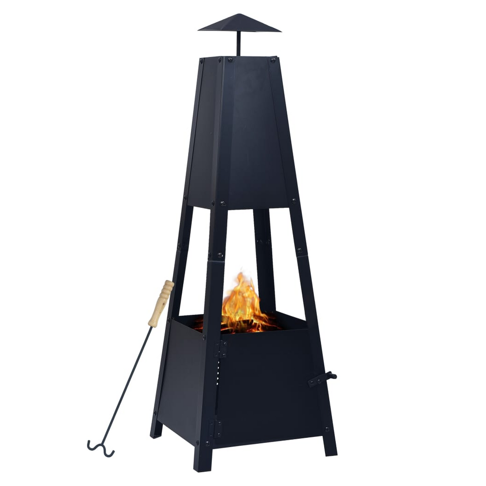 Fire Pit Black 35x35x99 cm Steel - anydaydirect