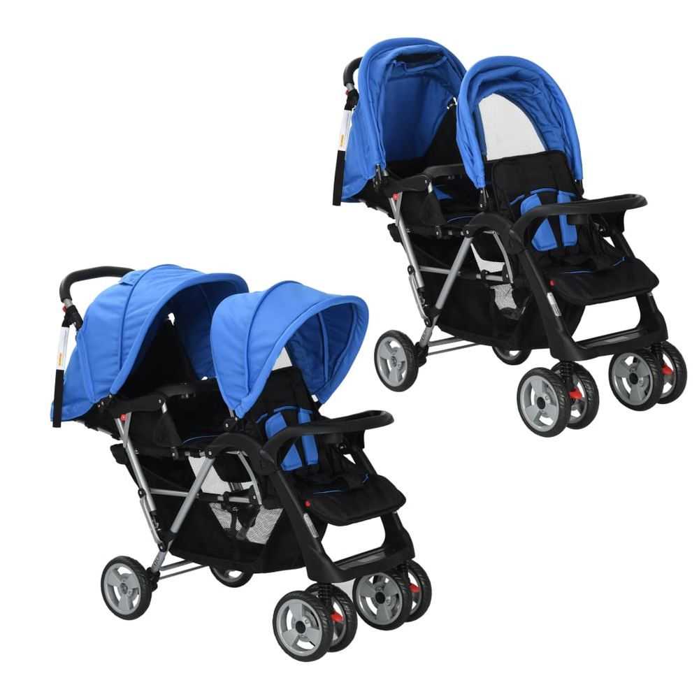 Tandem Stroller Steel Red and Black - anydaydirect