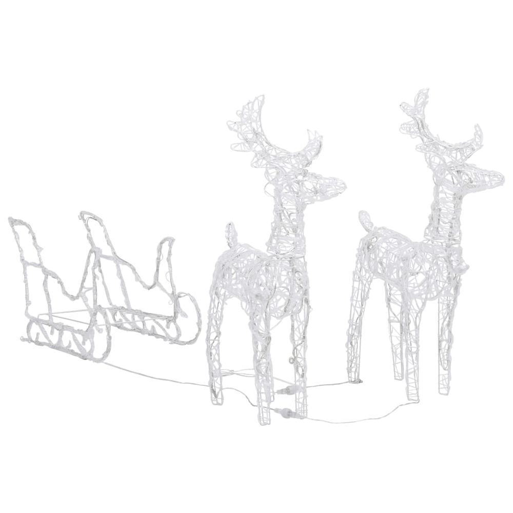 Reindeers & Sleigh Christmas Decoration 160 LEDs 130 cm Acrylic - anydaydirect