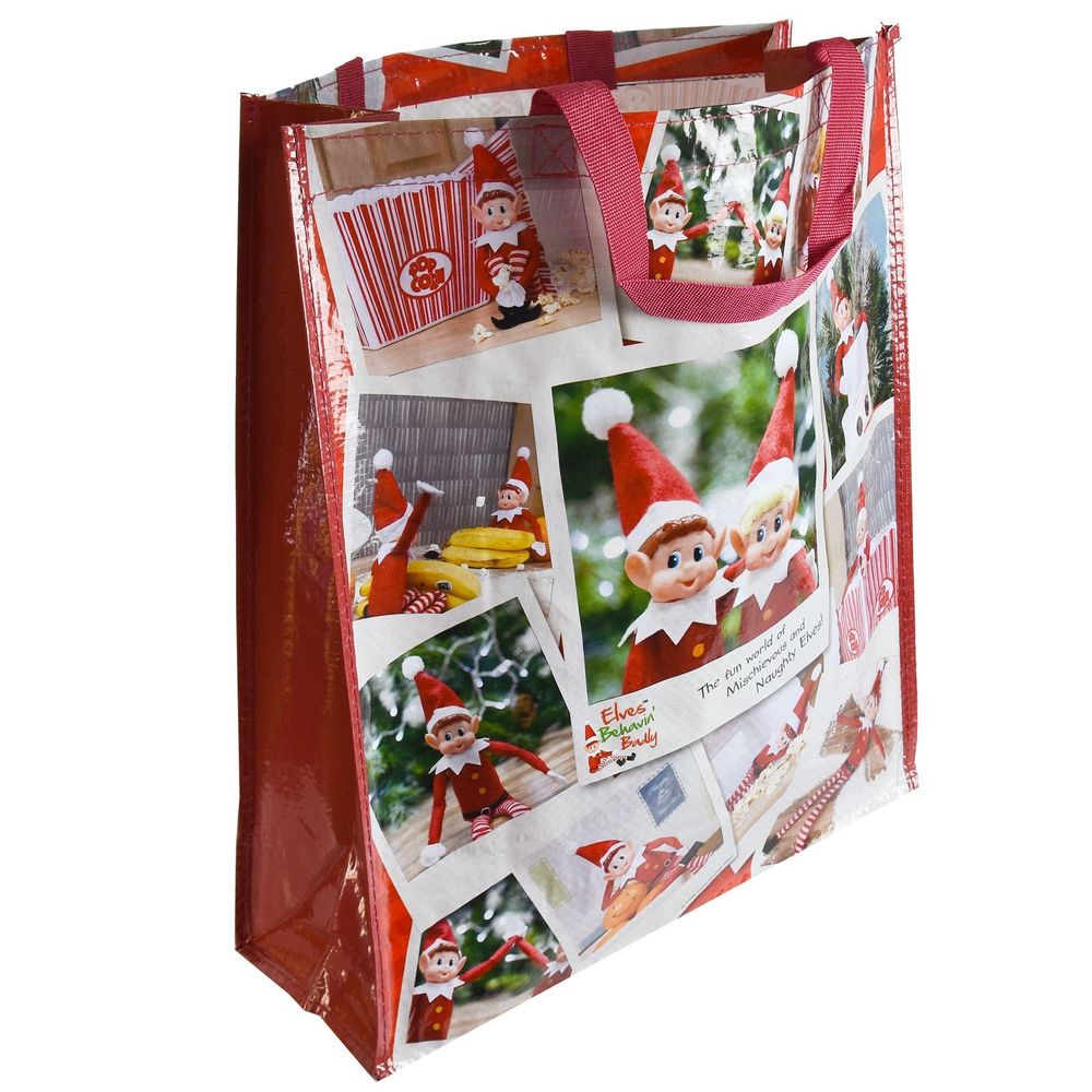 Christmas Helper Elf Behavin Badly Woven Reusable Shopping Tote Bag 4 Life - anydaydirect