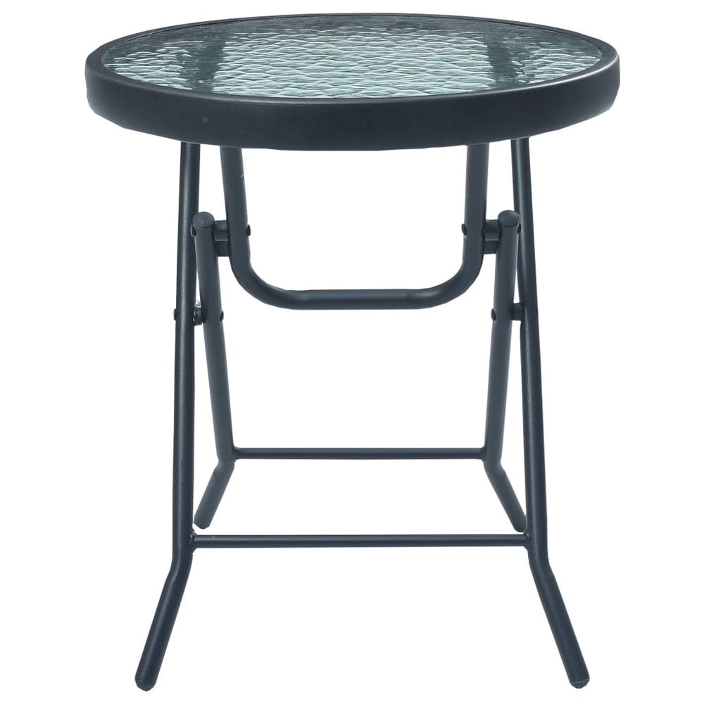 Bistro Table Black 40x46 cm Steel and Glass - anydaydirect