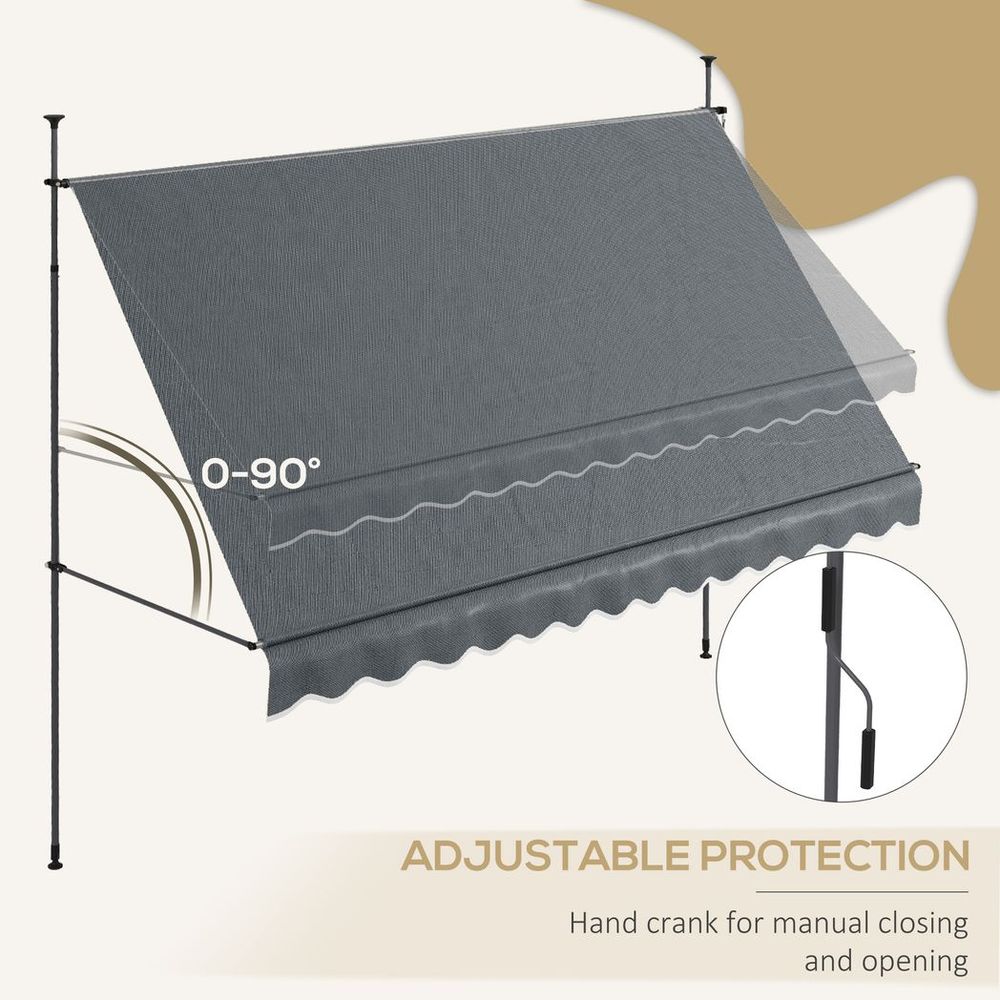 Outsunny 3.5 x 1.2m Freestanding Retractable Awning, Non-Screw Garden Awning - anydaydirect