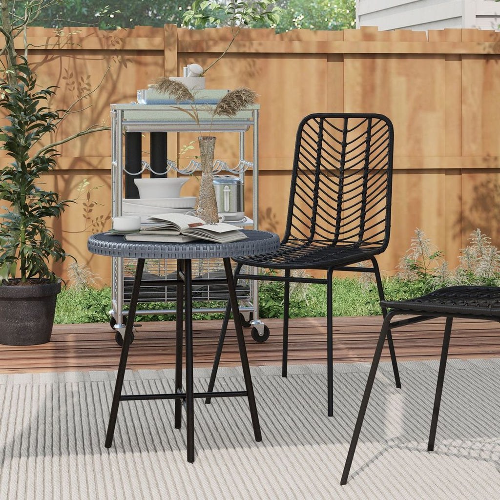Outsunny PE Rattan Side Table for Indoor, Outdoor, Balcony, Patio, Grey - anydaydirect