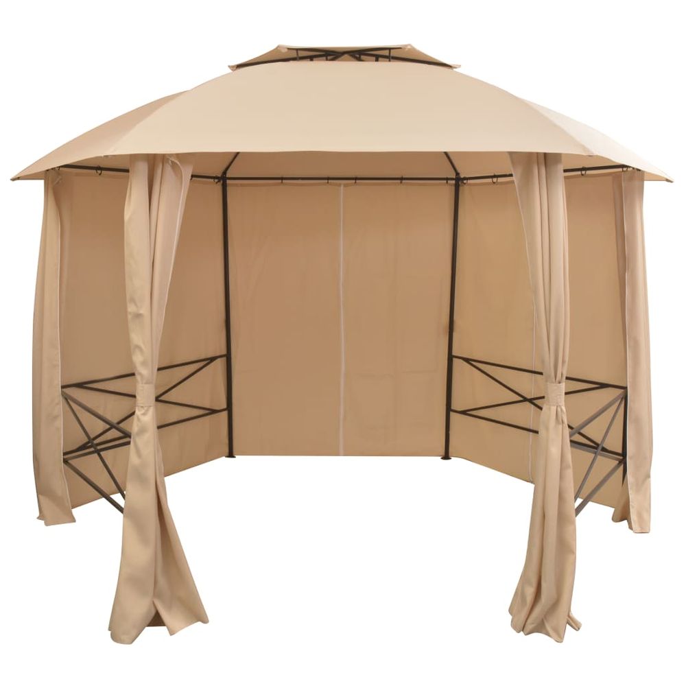 Garden Marquee Pavilion Tent with Curtains Hexagonal 360x265 cm - anydaydirect