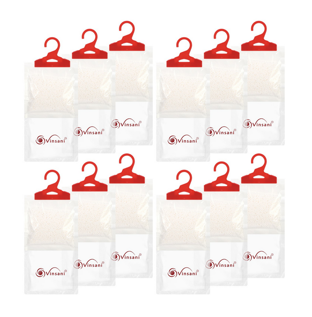 Pack of 12 Hanging Wardrobe Dehumidifier Bags 210g - anydaydirect