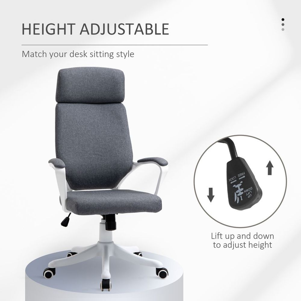 High Back Swivel Office Chair with Lumbar Back Support, Adjustable Height - anydaydirect