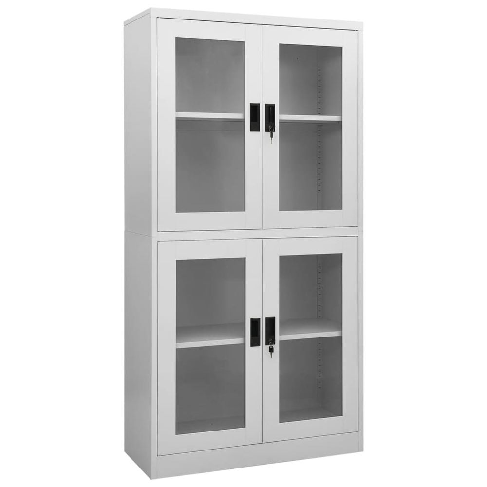 Office Cabinet White 90x40x180 cm Steel and Tempered Glass - anydaydirect