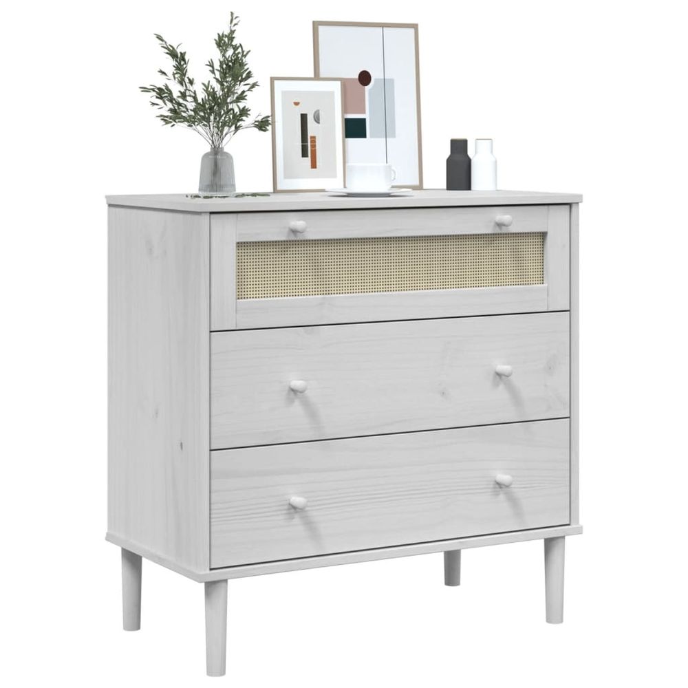 vidaXL Drawer Cabinet SENJA Rattan Look White 80x40x80 cm Solid Wood Pine - anydaydirect