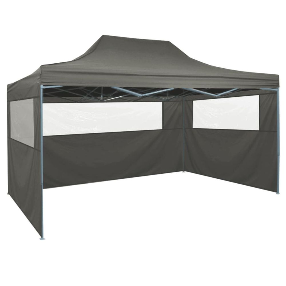 Professional Folding Party Tent with 3 Sidewalls 3x4 m Steel Blue - anydaydirect