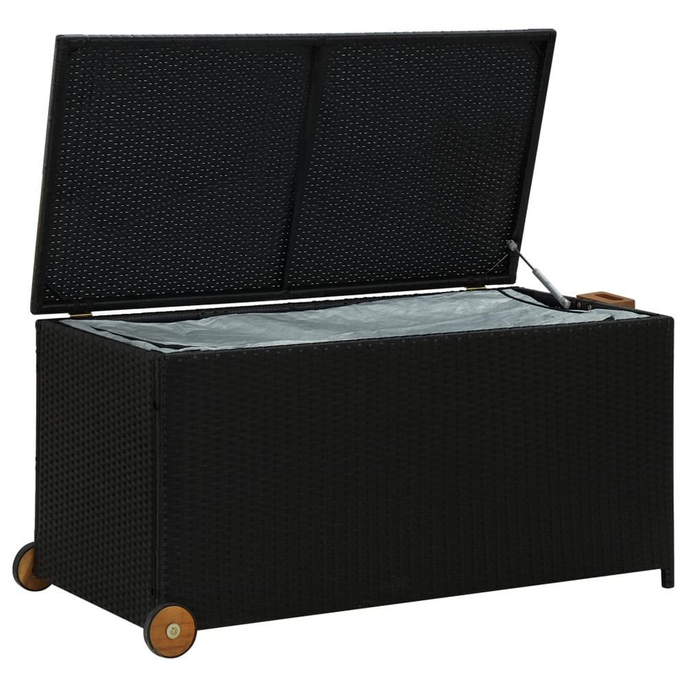 Garden Storage Box Black 120x65x61 cm Poly Rattan - anydaydirect