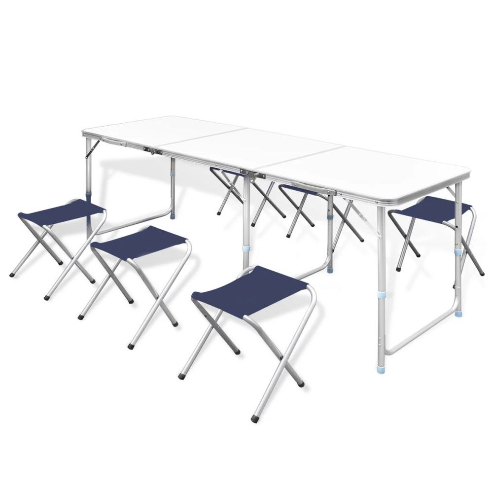 Foldable Camping Table Set with 4 Stools Aluminium Extra Light - anydaydirect