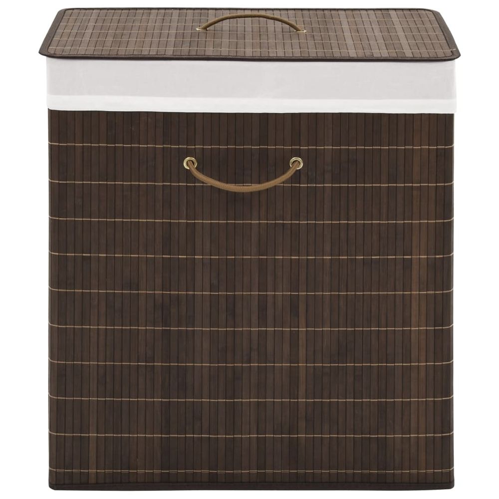 Bamboo Laundry Bin Round Brown - anydaydirect