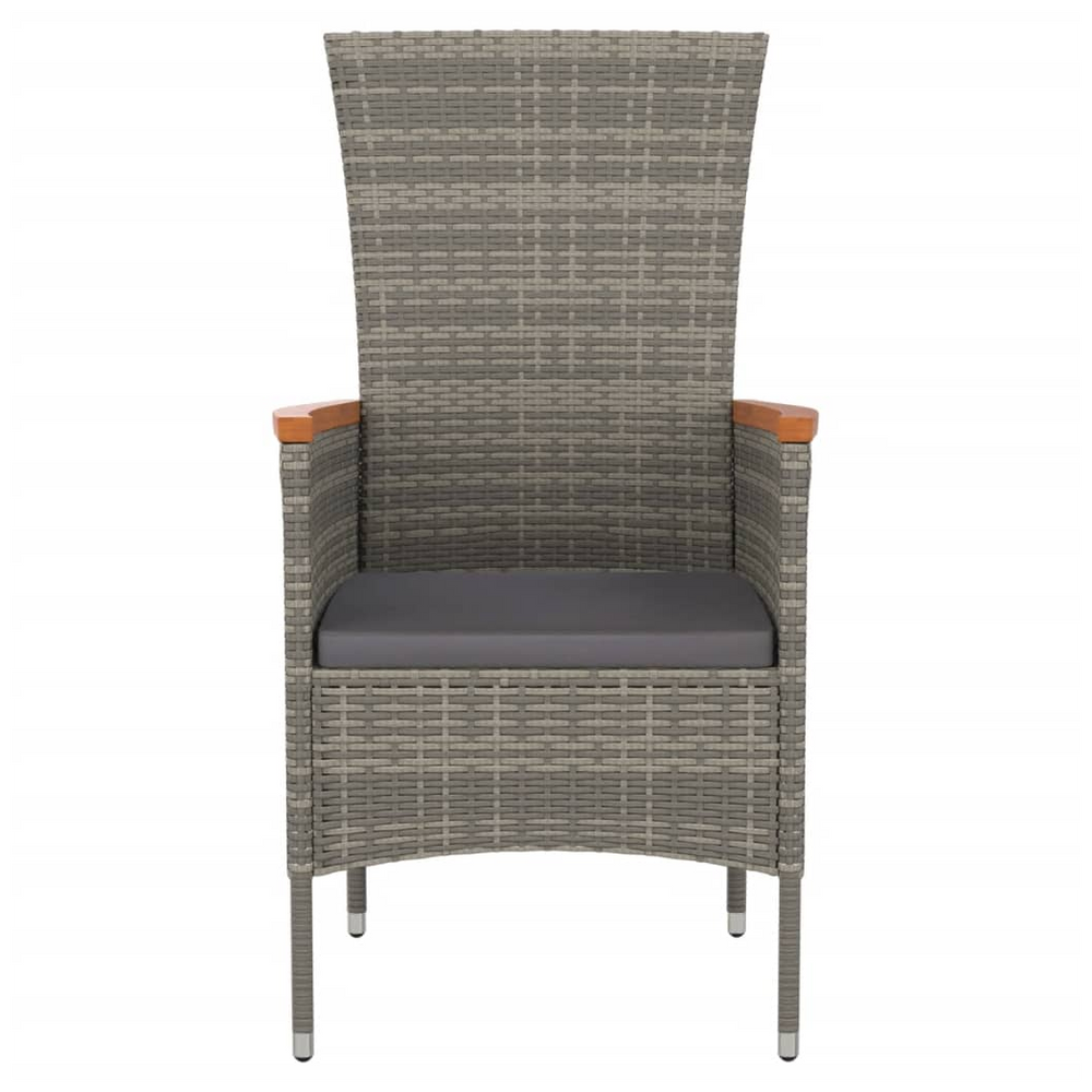 vidaXL Reclining Garden Chairs with Cushions 2 pcs Grey Poly Rattan - anydaydirect