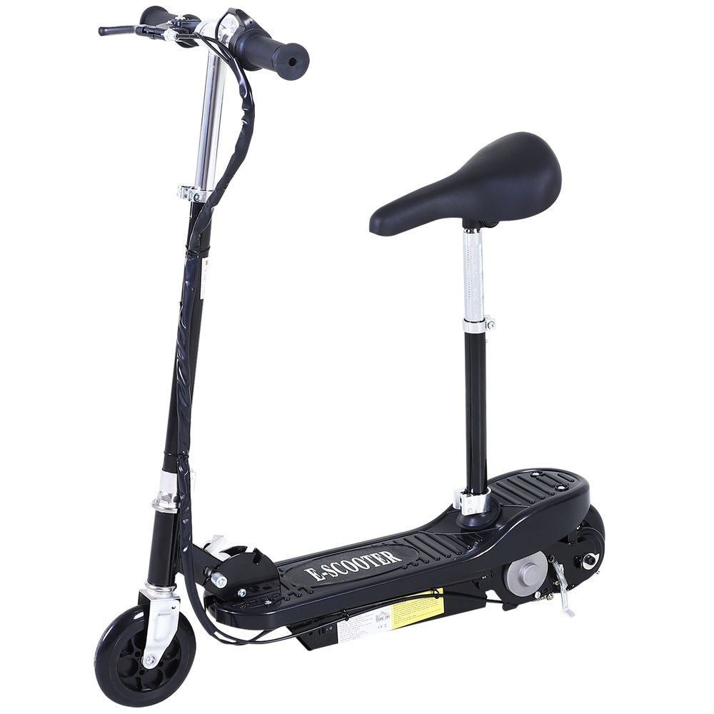 Kids Foldable Electric Powered Scooter 120W Toy Brake Kickstand Black HOMCOM - anydaydirect