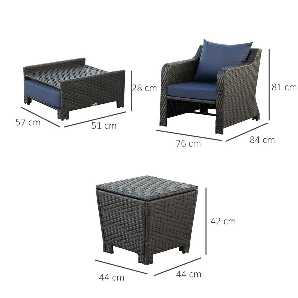 5pcs Outdoor Rattan Sofa Set w/ Storage Function Side Table & Ottoman - anydaydirect
