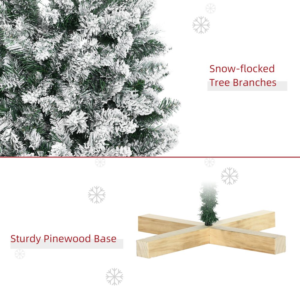 6 Ft Snow Flocked Artificial Christmas Tree with Pencil Shape, Green HOMCOM - anydaydirect