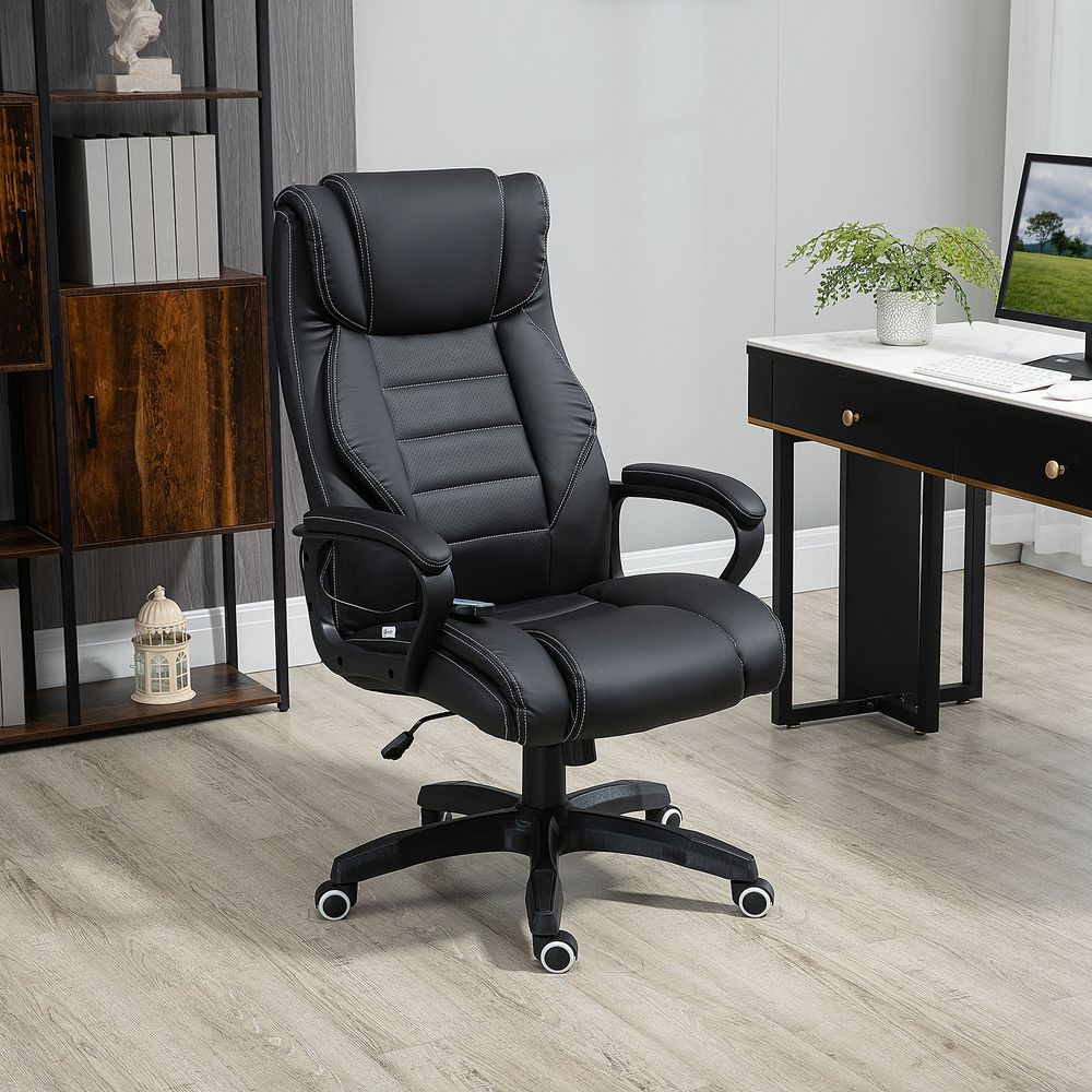 High Back 6 Points Vibration Massage Executive Office Chair, Black Vinsetto - anydaydirect