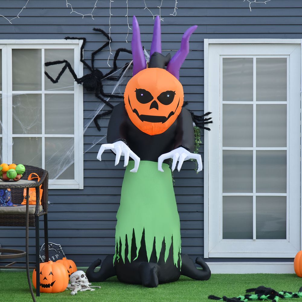 Halloween Pumpkin Ghost Inflatable LED Lighting Scary Ghoul Outdoor Kids Party - anydaydirect