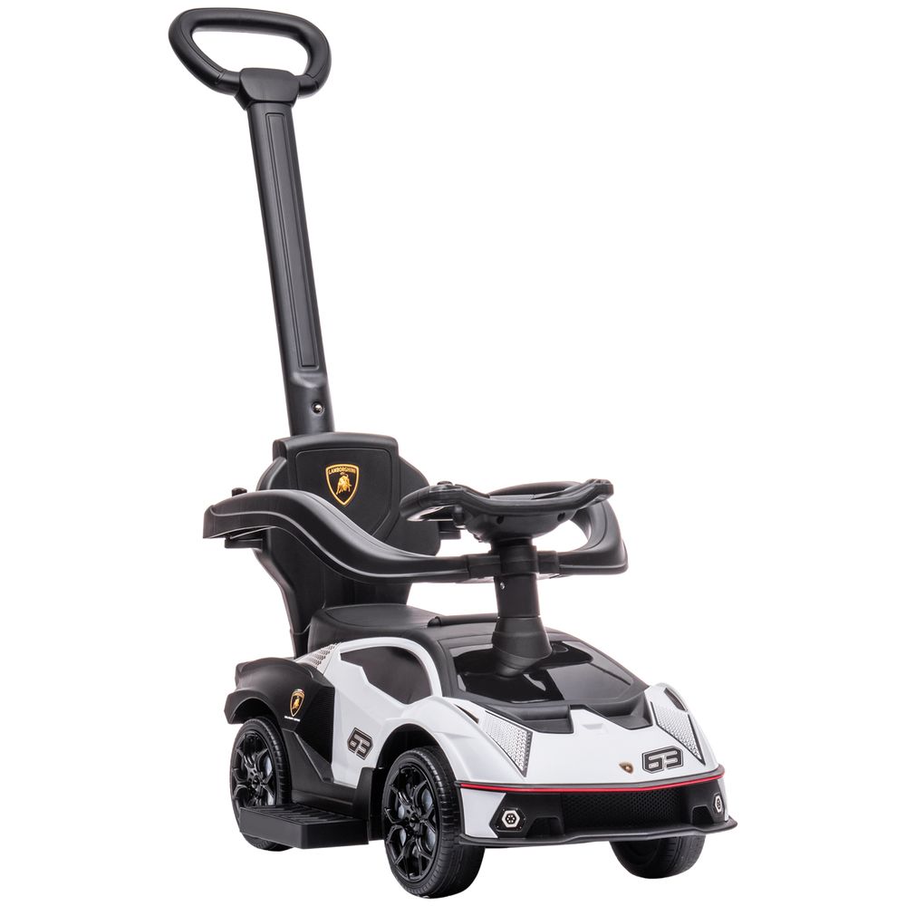 Lamborghini 2 in 1 Baby Ride on Push Car Toddler Push Along Car, White - anydaydirect