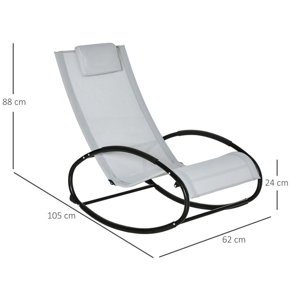 Outsunny Patio Rocking Chair Orbital Zero Gravity Seat Pool Chaise w/ Pillow - anydaydirect