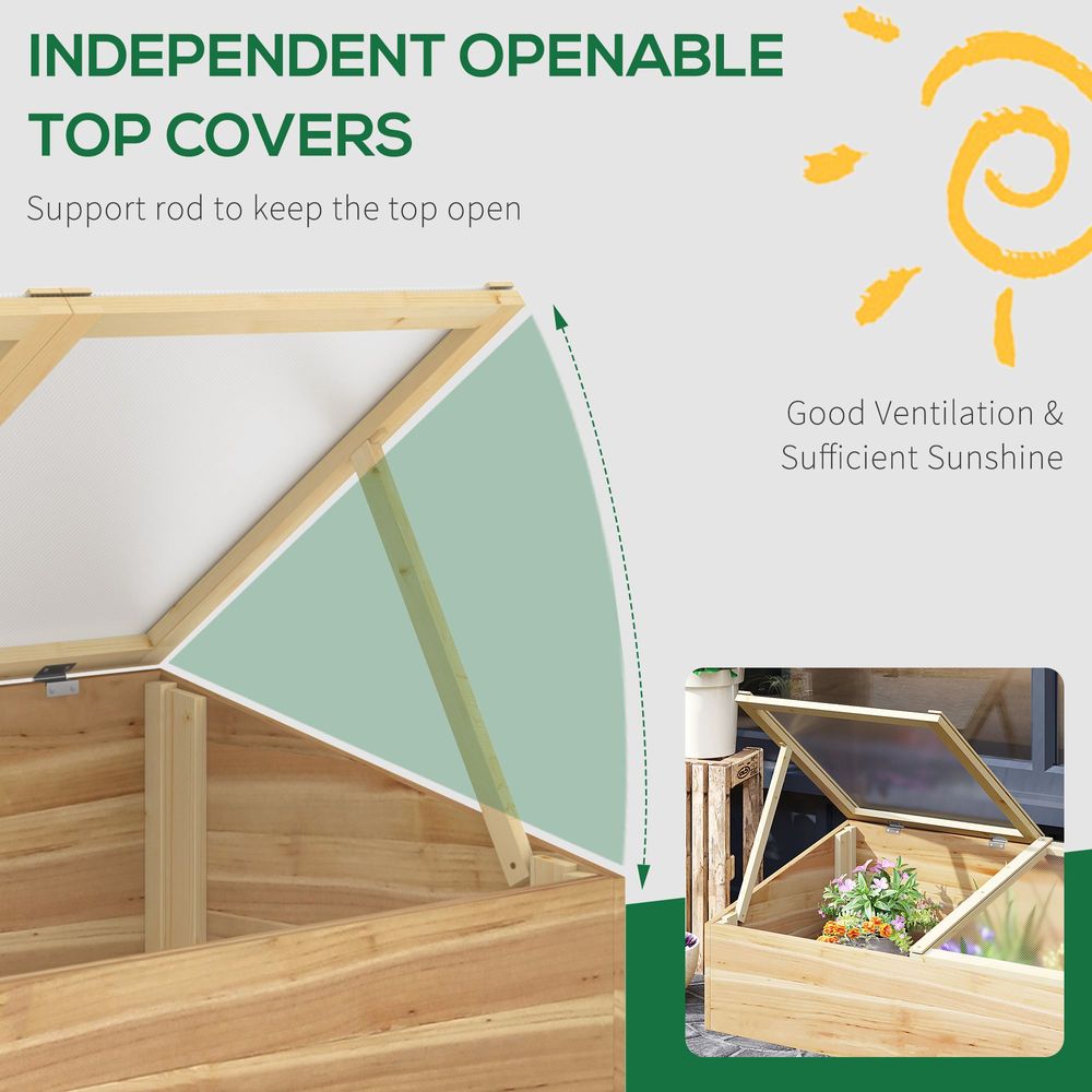 Wooden Cold Frame Greenhouse Grow House, 100 x 50 x 36 cm, Natural - anydaydirect