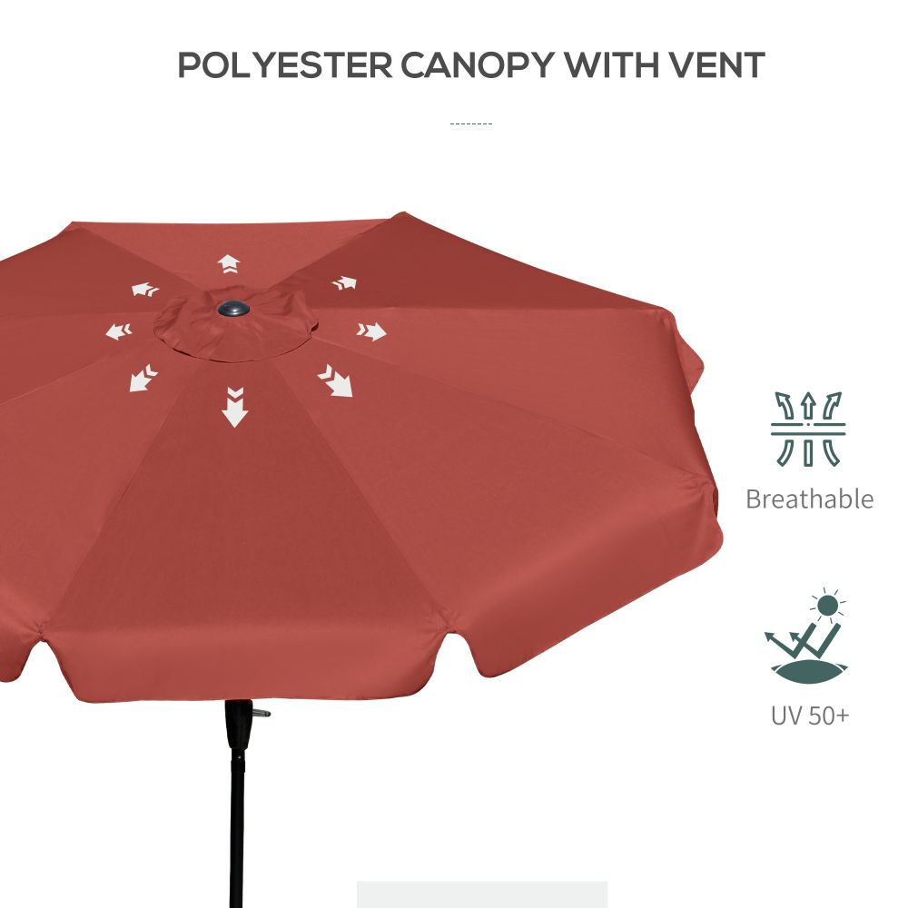 2.66m Patio Umbrella Garden Parasol Wine Red - anydaydirect