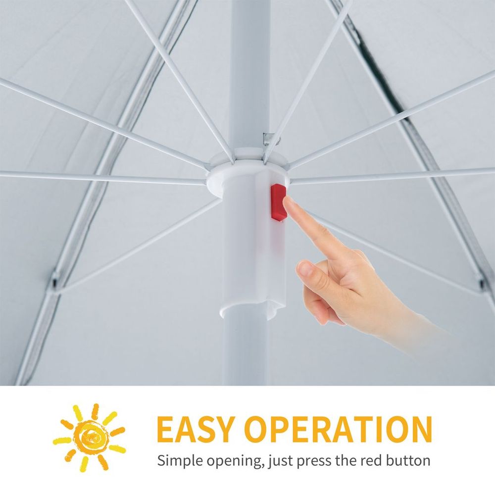 Outsunny  2.2M Outdoor Parasol Fishing Umbrella Beach Sun Shelter w/ Carry Bag - anydaydirect