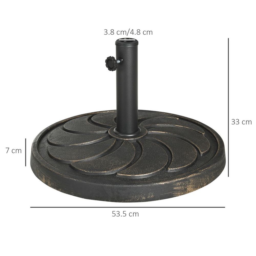 Outsunny 18kg Round Resin Garden Parasol Base for Poles of 38mm-48mm - anydaydirect