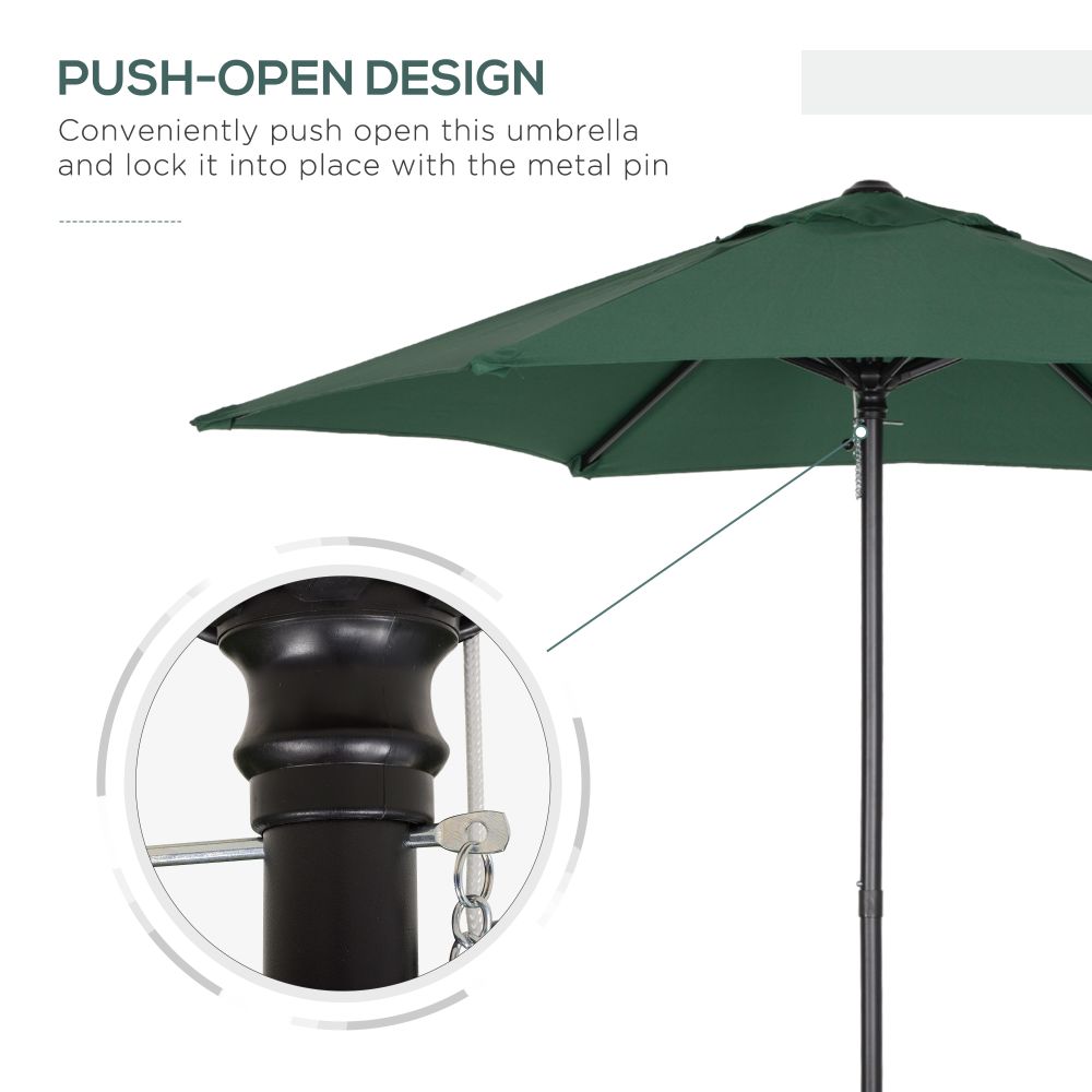1.96m Parasol Patio Umbrella, Green - anydaydirect