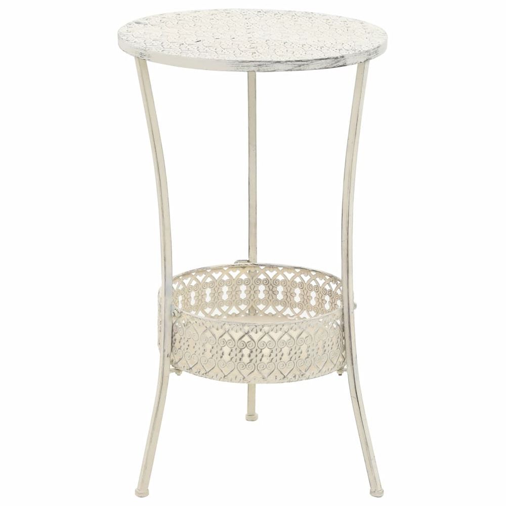 Bistro Table Vintage Style Round Metal 40x70 cm White - anydaydirect