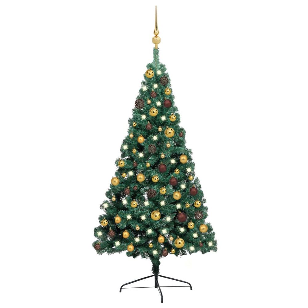 Artificial Half Christmas Tree with LEDs&Ball Set 120 cm to 240cm - anydaydirect