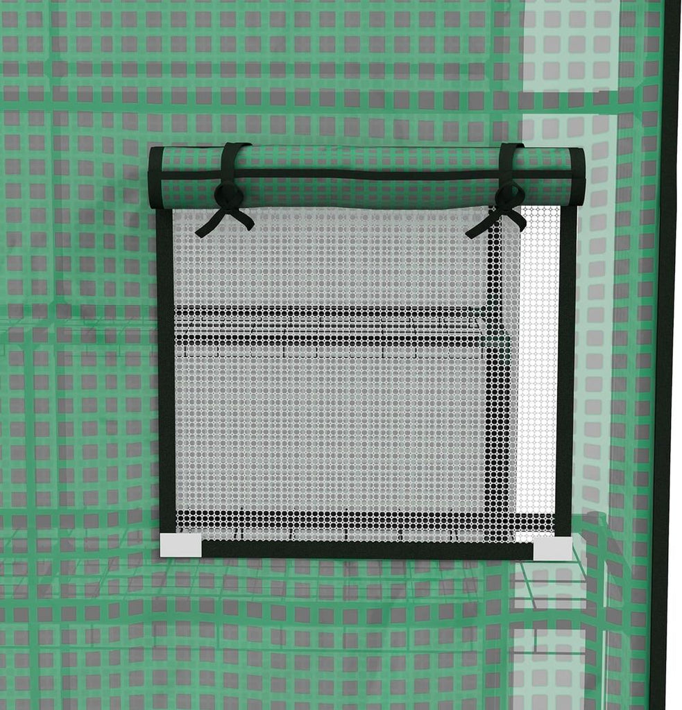 Outsunny Walk-in Greenhouse Cover Replacement with Door and Mesh Windows, Green - anydaydirect