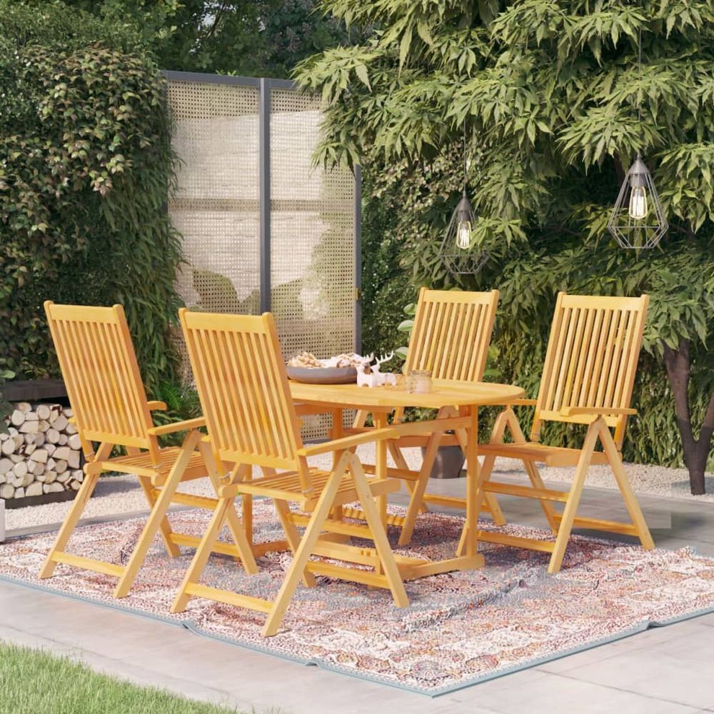 5 Piece Garden Dining Set Solid Teak Wood - anydaydirect