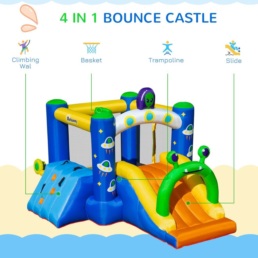 Kids Bouncy Castle with Slide Alien Style with inflator Carrybag - anydaydirect
