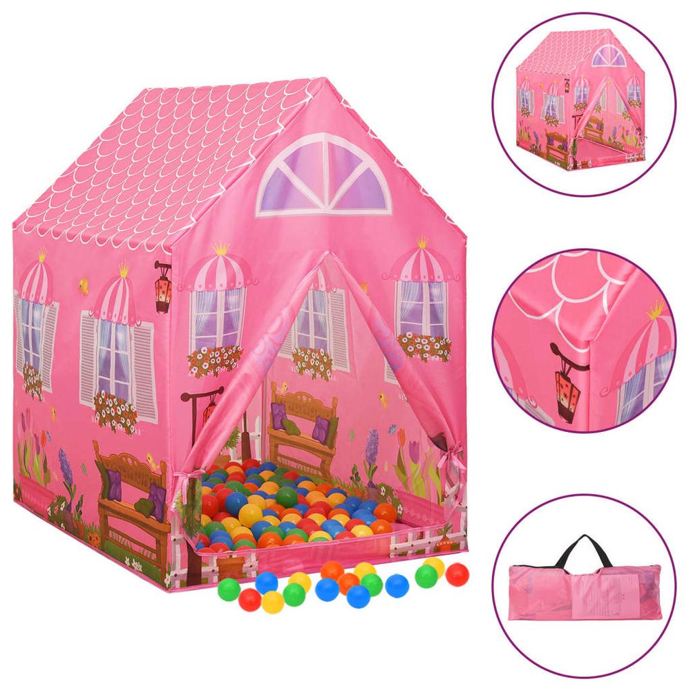 Children Play Tent with 250 Balls Pink 69x94x104 cm - anydaydirect