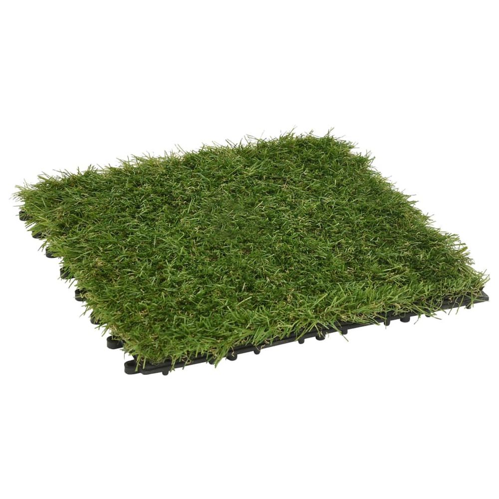 Artificial Grass Tiles 11 pcs Green 30x30 cm - anydaydirect