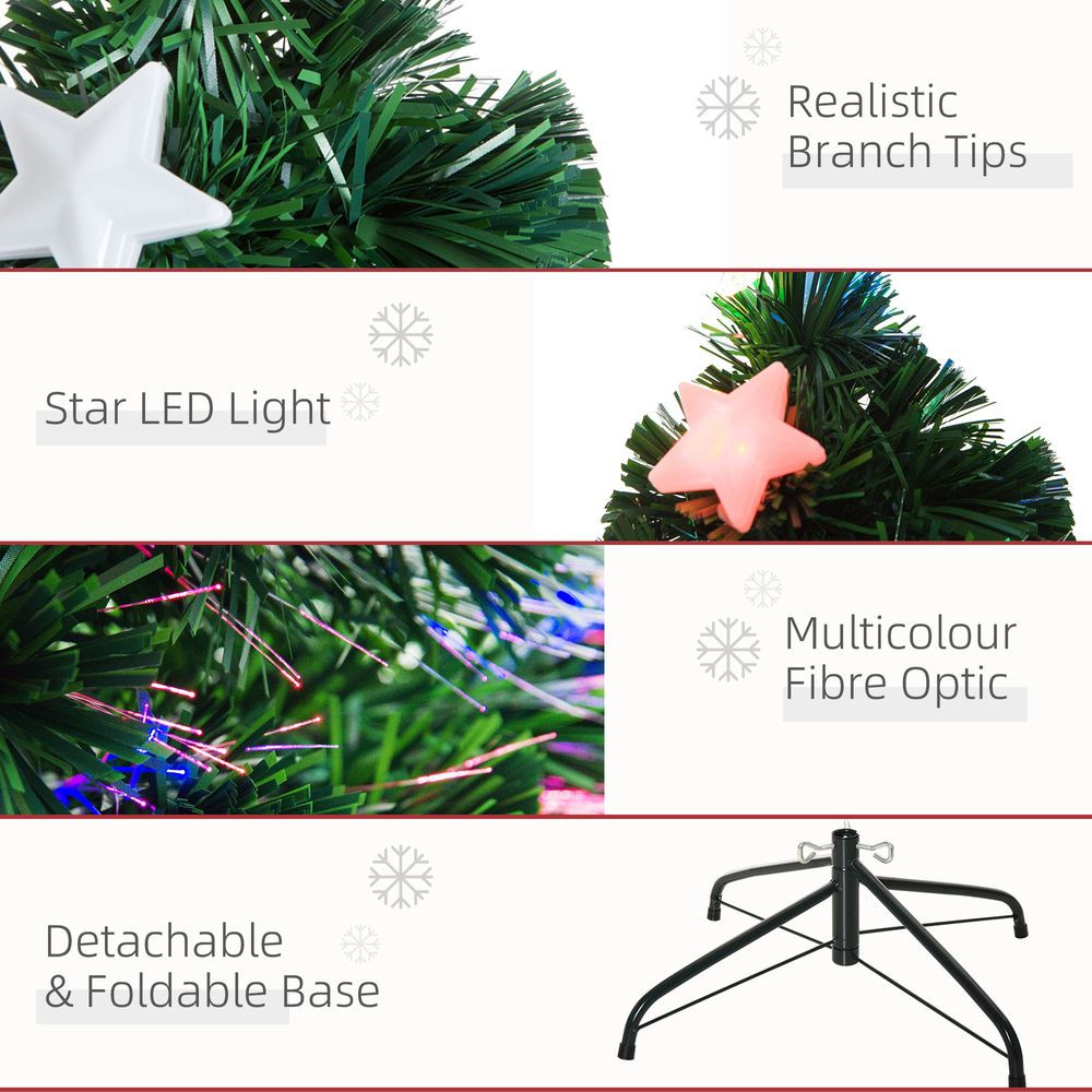 5FT Prelit Artificial Christmas Tree Fibre Optic Star LED Light Xmas Deco Green - anydaydirect