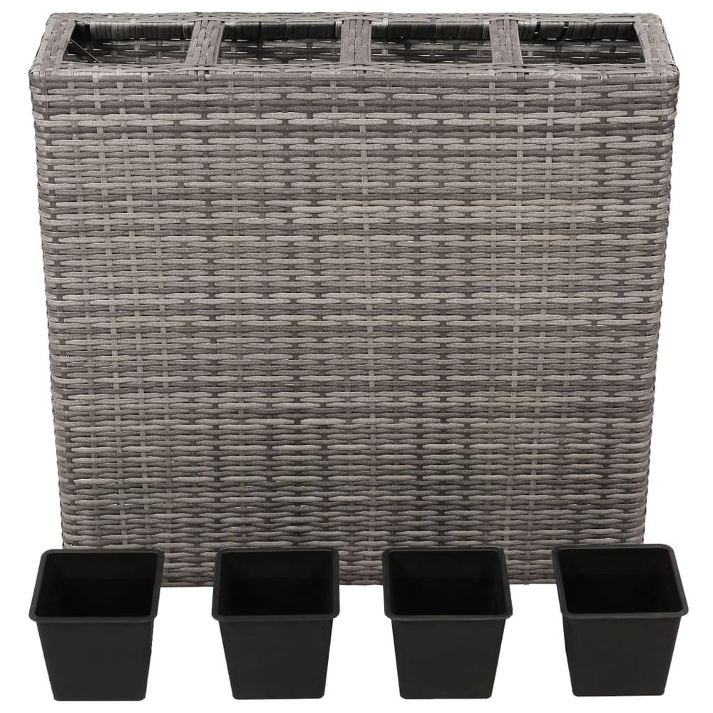 Garden Raised Bed with 4 Pots 2 pcs Poly Rattan Grey(2x45426) - anydaydirect