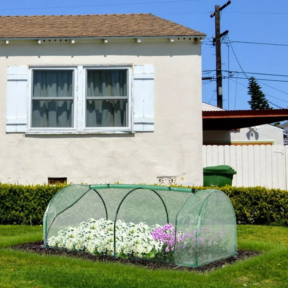 Tunnel Greenhouse Green Grow House Steel Frame Garden Outdoor 200 x 100 x 80cm - anydaydirect